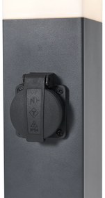 Kültéri lámpa sötétszürke opálüveggel 45 cm IP44 aljzattal és mozgásérzékelővel - Malios