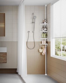 Állítható teleszkópos fürdőszobai sarokpolc, 85-305 cm