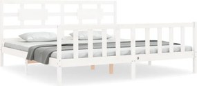 vidaXL fehér tömör fa ágykeret fejtámlával Super King Size