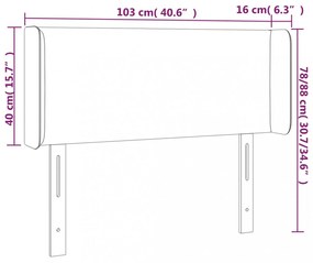 sötétbarna szövet LED-es fejtámla 103 x 16 x 78/88 cm