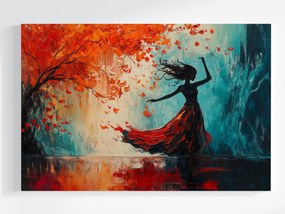 Vászonkép Canvas Figura Nő Ősz Fa Tánc Mozgás 120x80