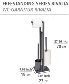 Rivalta szürke wc-papír tartó állvány kefével - Wenko