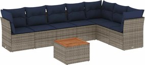 vidaXL 8 részes szürke polyrattan kerti ülőgarnitúra párnával