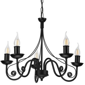 Csillár láncon DONATO 5xE14/40W/230V fekete