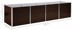 barna horganyzott acél kerti magaságyás 320 x 80 x 77 cm
