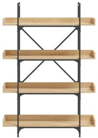 4-szintes sonoma tölgy szerelt fa könyvespolc 100x33x145,5 cm