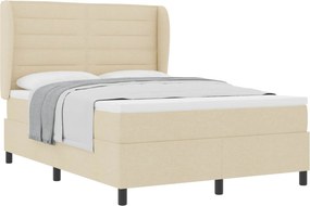 vidaXL Boxrugós ágy matracmal fejtámlával Krém 140 x 200 cm szövet