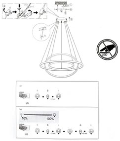 LED Szabályozható csillár zsinóron CIRCLE 1xLED/15W/230V + LED/20W + LED/25W