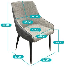 Teddy szék fordított színekkel, bézs-szürke/szürke-bézs 2db