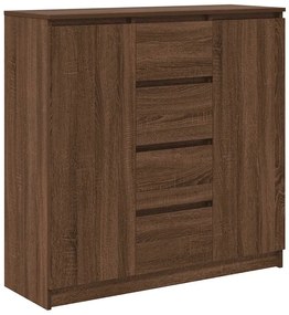barna tölgy szerelt fa tálalószekrény fiókos 100,5x35x98,5 cm
