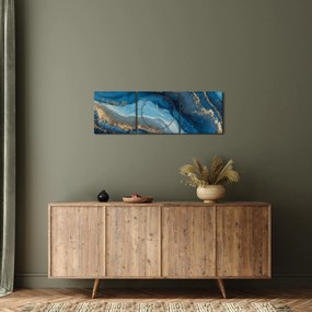 Kép - Kék márvány absztrakció (órával) (90x30 cm)