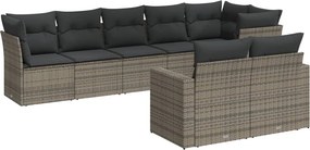 vidaXL 8 részes szürke polyrattan kerti ülőgarnitúra párnákkal