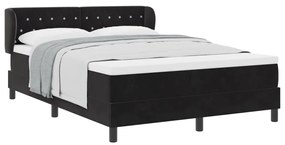 Boxspring Ágy Matrac Kiegészítővel Fekete 140x200 cm Bársonyos