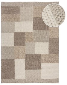Bézs kézi szövésű gyapjúkeverék szőnyeg 160x230 cm Minerals Patchwork – Flair Rugs