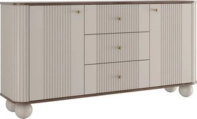 Vesper fiókos komód 160 cm - kasmír / dió / arany fogantyúk / gömb alakú lábak
