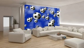 Fotótapéta - Futball-labdák a kék háttérben (152,5x104 cm)