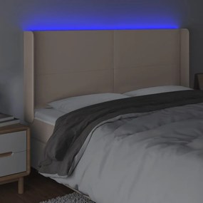 cappuccino műbőr LED-es fejtámla 183x16x118/128 cm