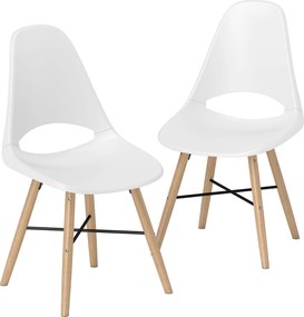 HOMCOM 2 db Étkezőszék, Modern Konyhai Székek Fúrt Támlával és Gumifából Készült Lábakkal, Műanyag Szék Konyhához, Hálószobához, Irodához és Nappaliho