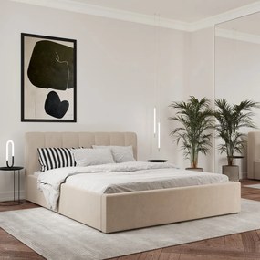 Almo kárpitozott ágy, 160 x 200 cm, Krém