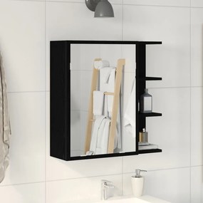 Fekete Tölgy Fürdőszobai Tükörszekrény 62,5x20,5x64cm Mérnöki Fa
