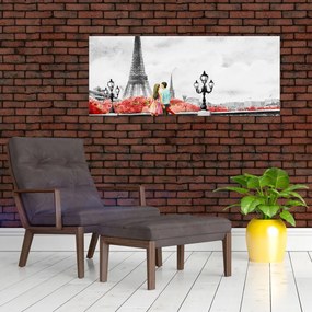 Kép - szerelmesek Párizsban (120x50 cm)