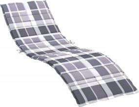 vidaXL szürke kockás oxford szövet napozóágy párna 200 x 60 x 3 cm