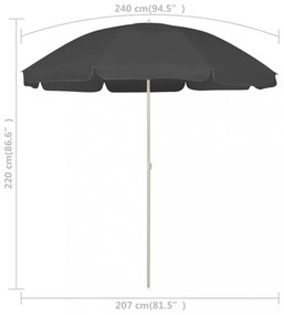 antracitszürke strandnapernyő 240 cm