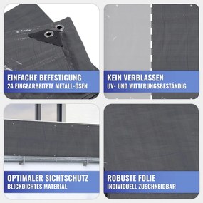 Fekete műanyag belátásgátló erkélyre 500x85 cm – Maximex