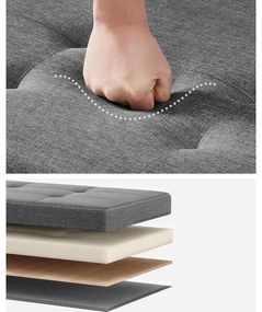 SONGMICS tárolós ülőke, összecsukható pad lábakkal, 38 × 110 × 40 cm, szürke színben