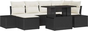 vidaXL Kerti Kanapé Szett párnával 7 pcs Fekete és krémszínű