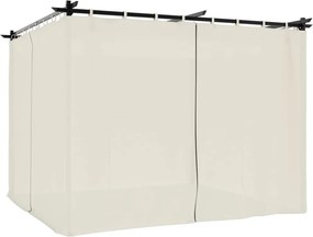 vidaXL krémszínű acél pavilon függönyökkel 3 x 3 m
