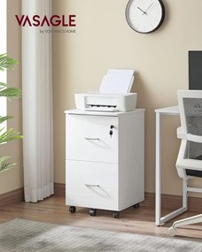 2 fiókos gurulós iratszekrény zárható irattároló  fehér