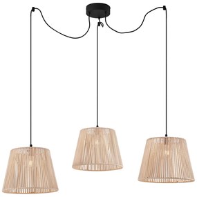 Kültéri függőlámpa fekete bézs kötélárnyalatokkal, 3-lámpás IP44 - Cava Jayla