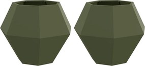 vidaXL Növénytartó 2 pcs Olajzöld 75 x 75 x 60 cm Acél