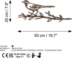 Bird fém kerti dísztárgy, barna, 50×20 cm – TR565TNL1313