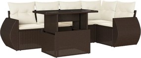 vidaXL 6 részes barna polyrattan kerti ülőgarnitúra párnával