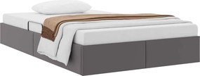 vidaXL Tárolós Ágy fejtámlával tárolóval Szürke 120 x 190 cm Műbőr