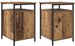 vidaXL Éjjeliszekrény 2 pcs Öreg fa 40 x 42 x 60 cm Faanyag