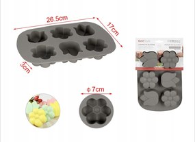 Szilikon muffin forma 6 db-os virágos, szürke