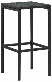 3 részes fekete polyrattan kültéri bárszett párnákkal