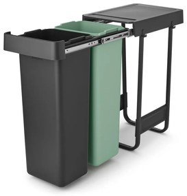 Mentazöld-sötétszürke műanyag szelektív beépíthető szemetes 60 l Sort&amp;Go – Brabantia