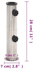 ezüstszínű rozsdamentes acél napernyőtalp rúdhoz Ø38/48 mm