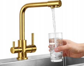 Krunn Konyhai Csaptelep Vízszűrőhöz Háromutas Konyhai csaptelep Arany