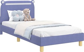 vidaXL Gyerekágy kerettel fejtámlával Farmerkék 90 x 190 cm szövet