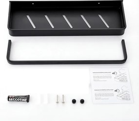 fekete Fürdőszobai Zuhanypolc Akasztós öntapadós+lyukacsos 30cm