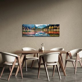 Kép - Jasna-tó, Gozd Martuljek, Júliai-Alpok, Szlovénia (órával) (90x30 cm)