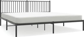 vidaXL fekete fém ágykeret fejtámlával 193 x 203 cm