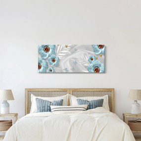 Kép - 3D kék virágok (120x50 cm)