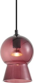 Retro függőlámpa fekete lila üveggel 1 fázisú sínrendszerhez - Iconic Bell