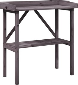 vidaXL szürke tömör fenyőfa növénytartó asztal polccal 78x38x82,5 cm